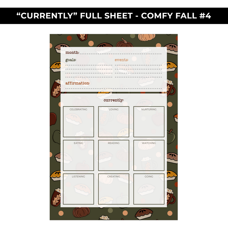 "CURRENTLY" LARGE SHEET #4 - COMFY FALL - NEW RELEASE