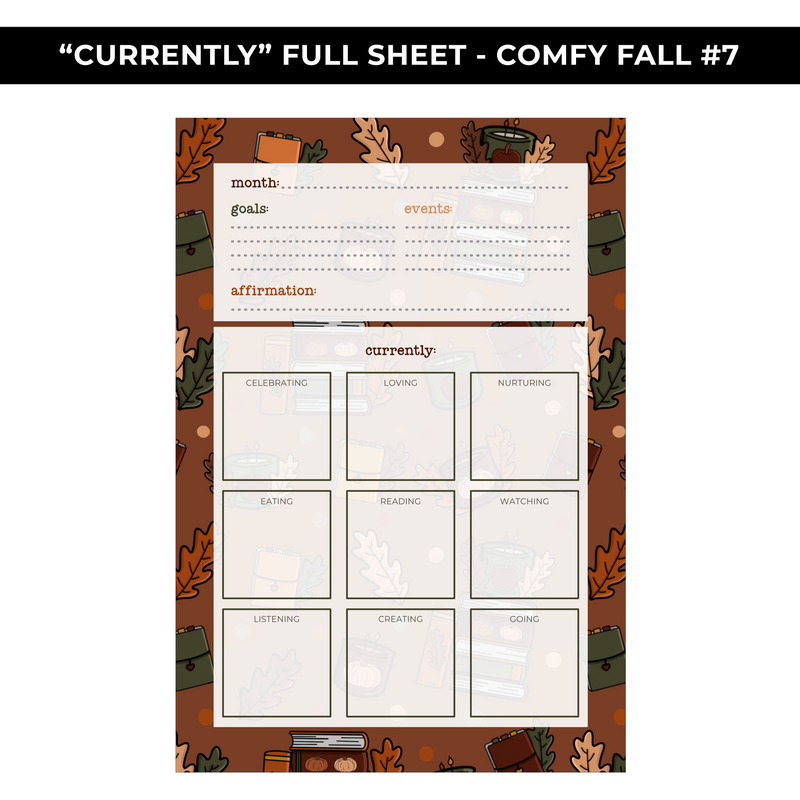 "CURRENTLY" LARGE SHEET #7 - COMFY FALL - NEW RELEASE