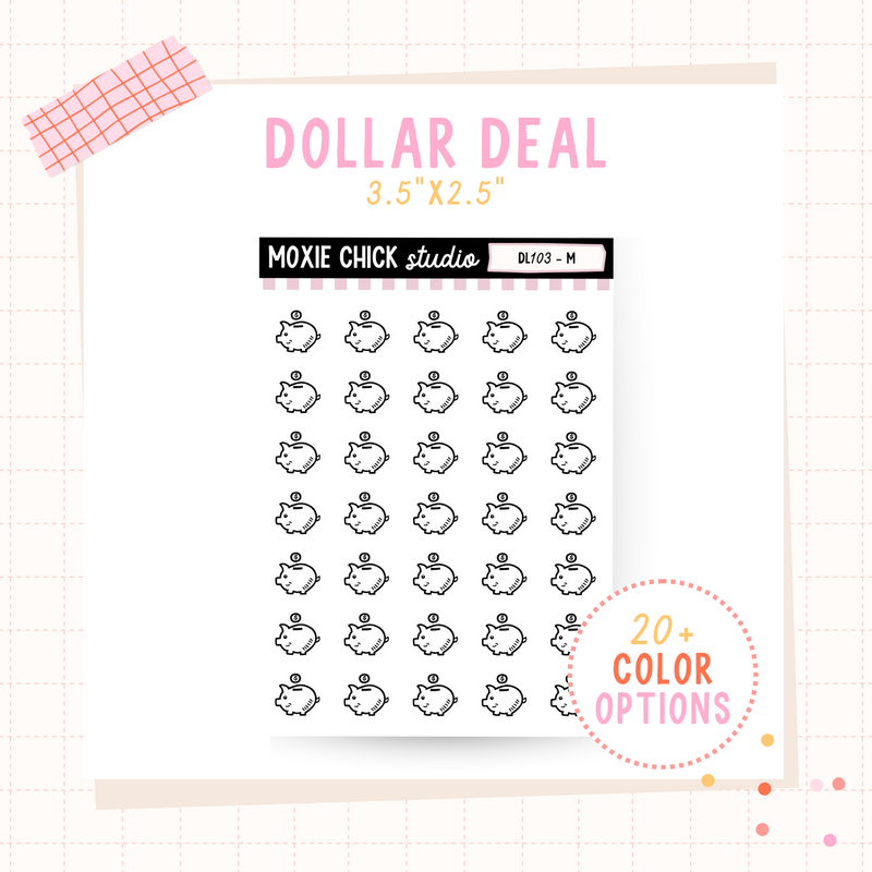 Money Savings Piggy Bank - Dollar Deal Sticker Sheets – Perfect for On-the-Go Planners & Journals (Copy)