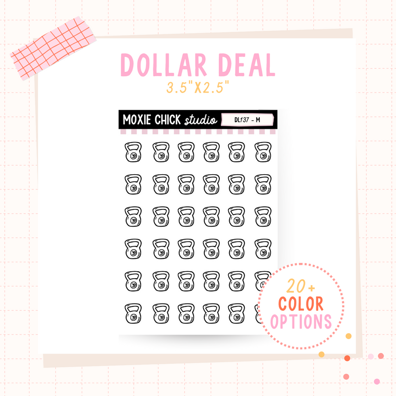 Kettlebell Fitness - Dollar Deal Sticker Sheets – Perfect for On-the-Go Planners & Journals)