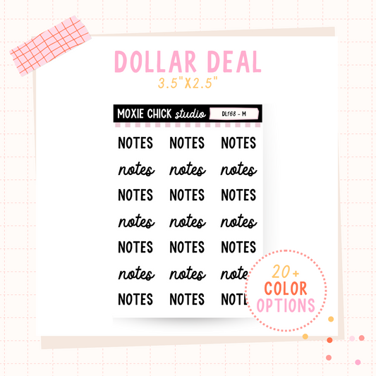 Notes Script - Dollar Deal Sticker Sheets – Perfect for On-the-Go Planners & Journals)