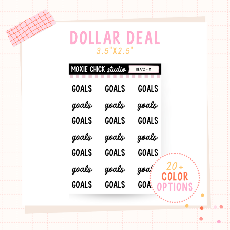 Goals Script - Dollar Deal Sticker Sheets – Perfect for On-the-Go Planners & Journals)