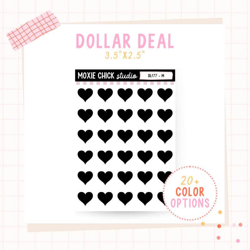 Heart Shape - Dollar Deal Sticker Sheets – Perfect for On-the-Go Planners & Journals)