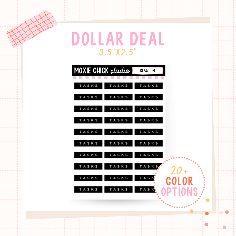 Task Label Script - Dollar Deal Sticker Sheets – Perfect for On-the-Go Planners & Journals)