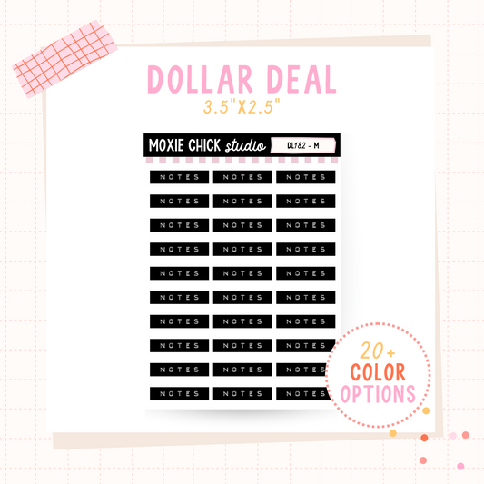 Notes Label Script - Dollar Deal Sticker Sheets – Perfect for On-the-Go Planners & Journals)