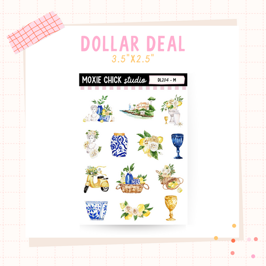 Mediterranean Flora Small Deco - Dollar Deal Sticker Sheets – Perfect for On-the-Go Planners & Journals)