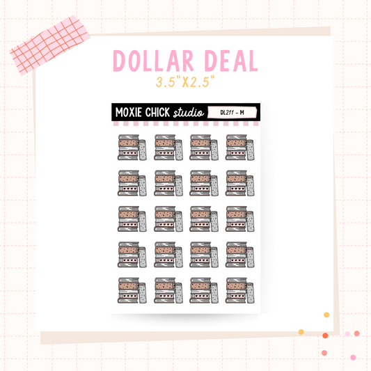 Book stack Neutral - Dollar Deal Sticker Sheets – Perfect for On-the-Go Planners & Journals)