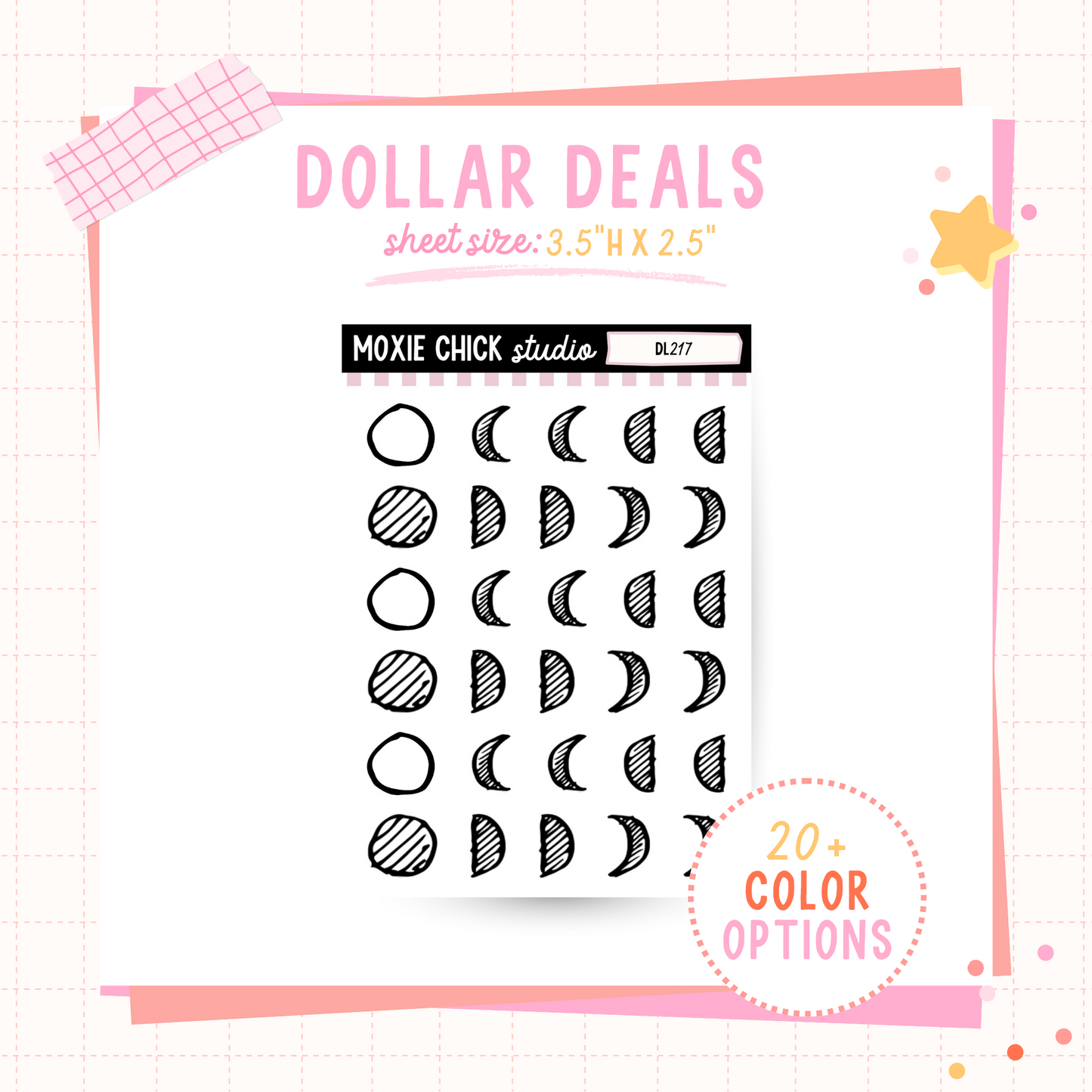 Moon Phase #1 - Dollar Deal Sticker Sheets – Perfect for On-the-Go Planners & Journals)