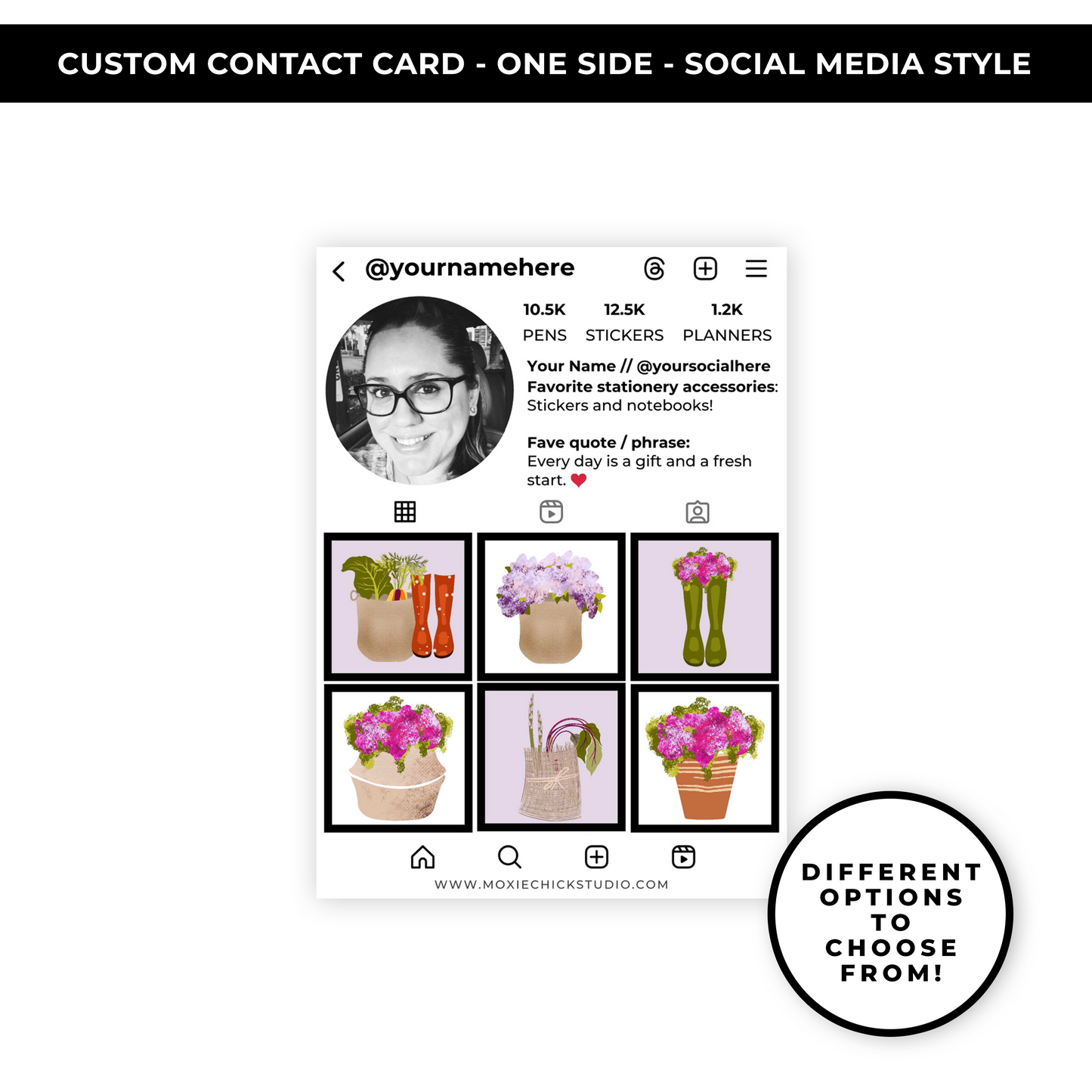 SOCIAL MEDIA STYLE CONTACT CARDS - THEME: FLORAL SPRING - NEW RELEASE