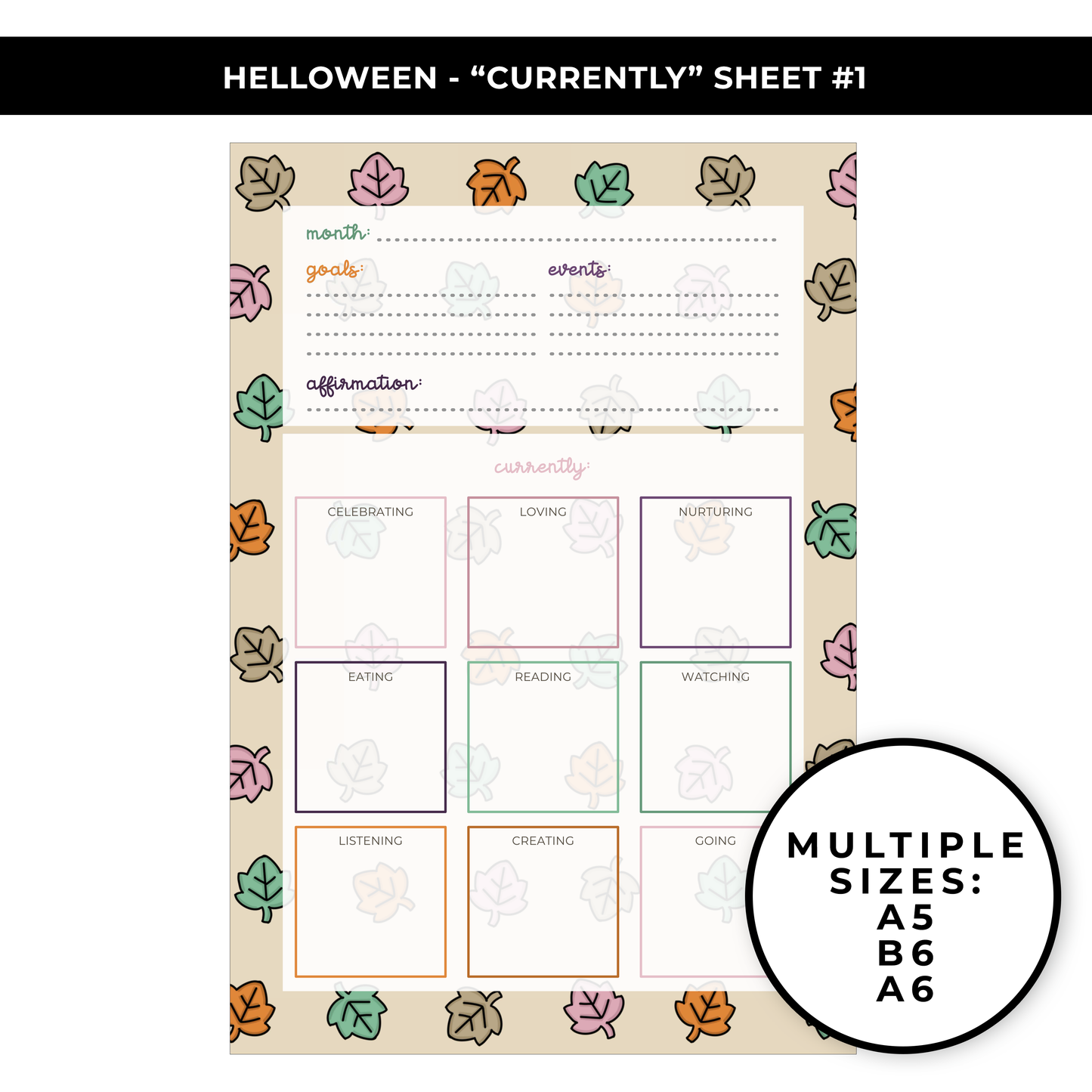 "CURRENTLY" LARGE SHEET #1 - HELLOWEEN - NEW RELEASE