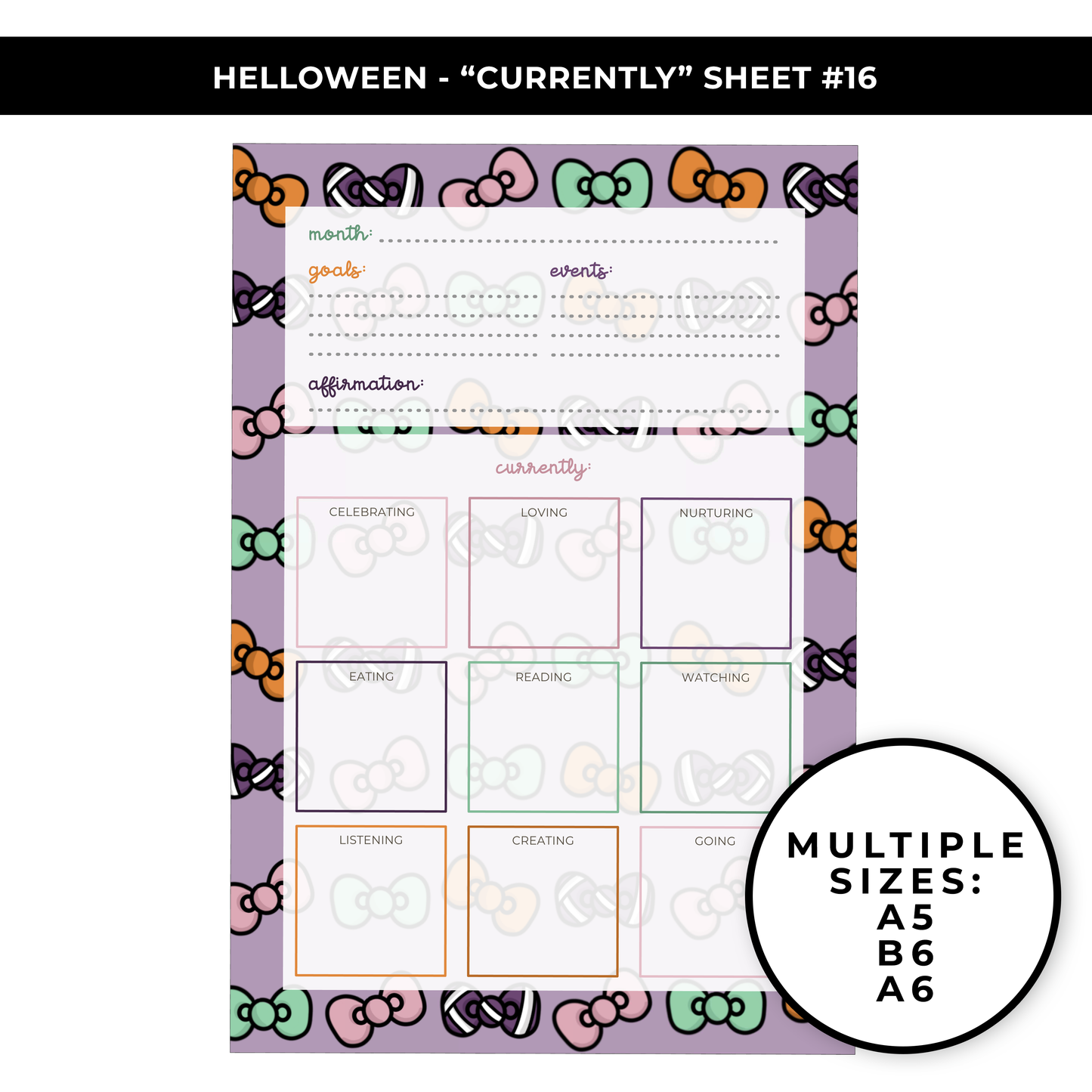 "CURRENTLY" LARGE SHEET #16 - HELLOWEEN - NEW RELEASE