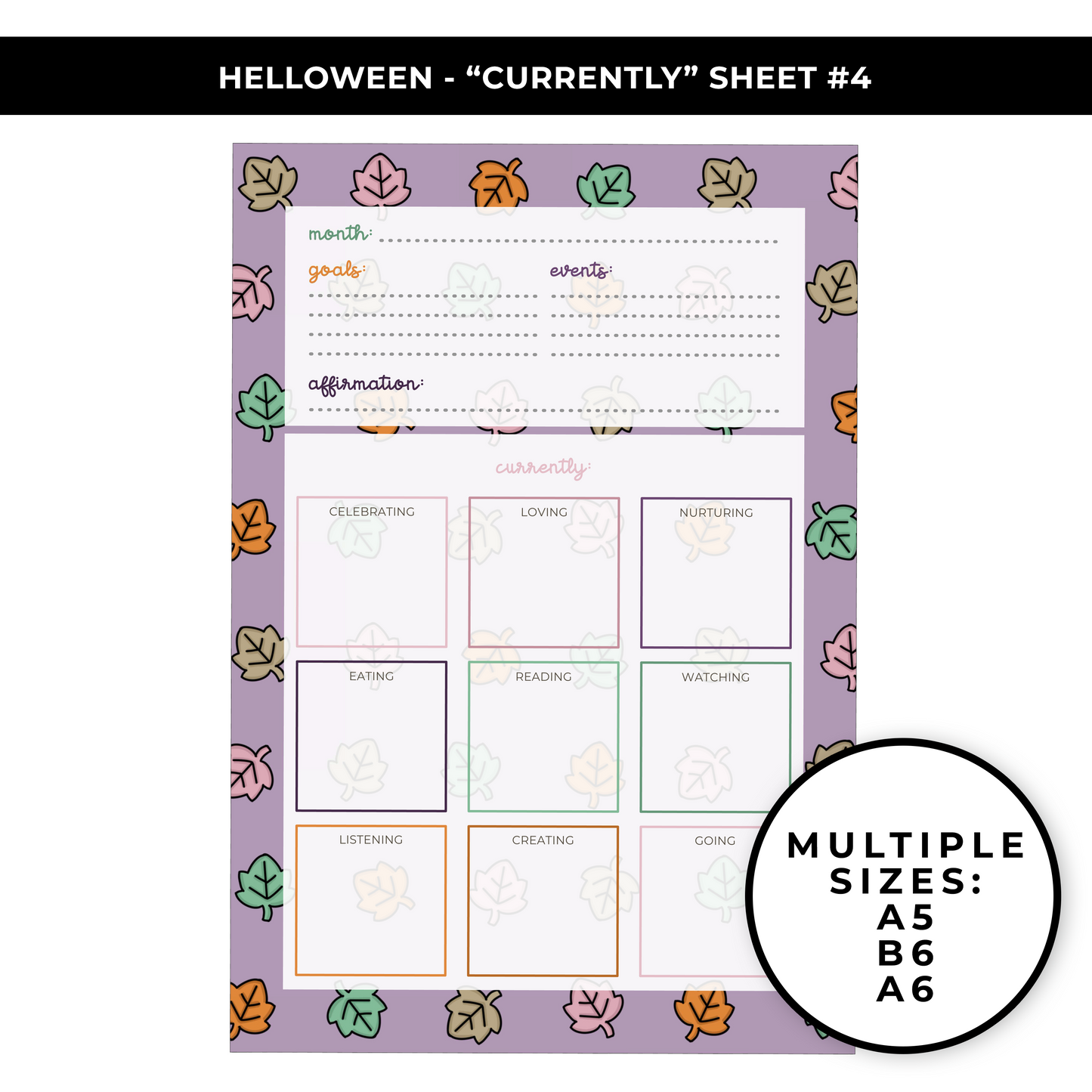 "CURRENTLY" LARGE SHEET #4 - HELLOWEEN - NEW RELEASE