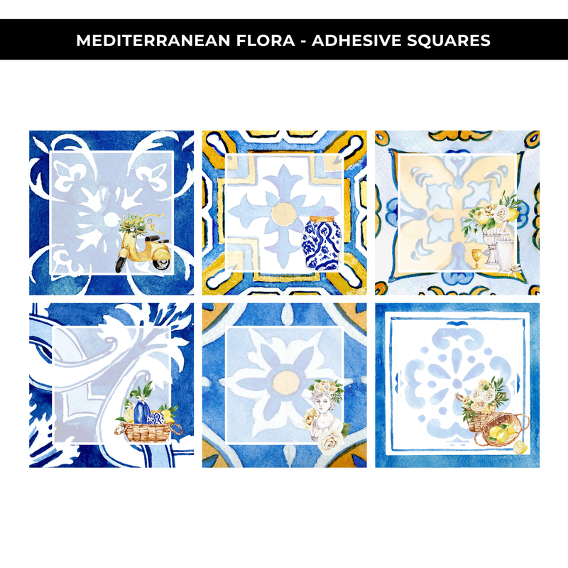 MEDITERRANEAN FLORA 3" ADHESIVE SQUARES - NEW RELEASE