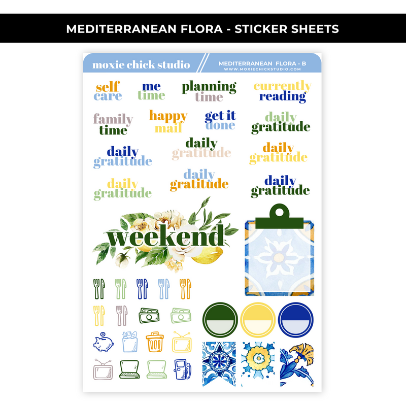 MEDITERRANEAN FLORA LARGE STICKER SHEETS - NEW RELEASE