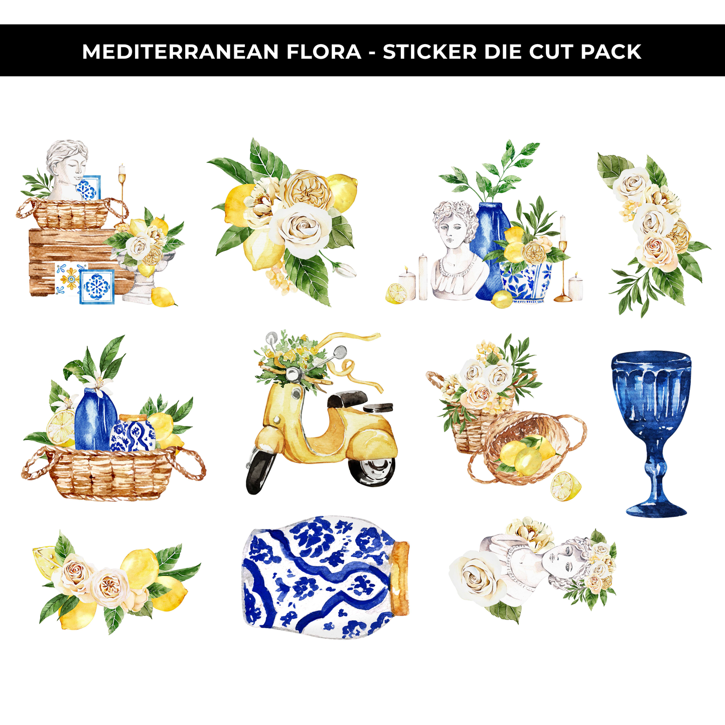 MEDITERRANEAN FLORA STICKER DIE CUT PACK - NEW RELEASE