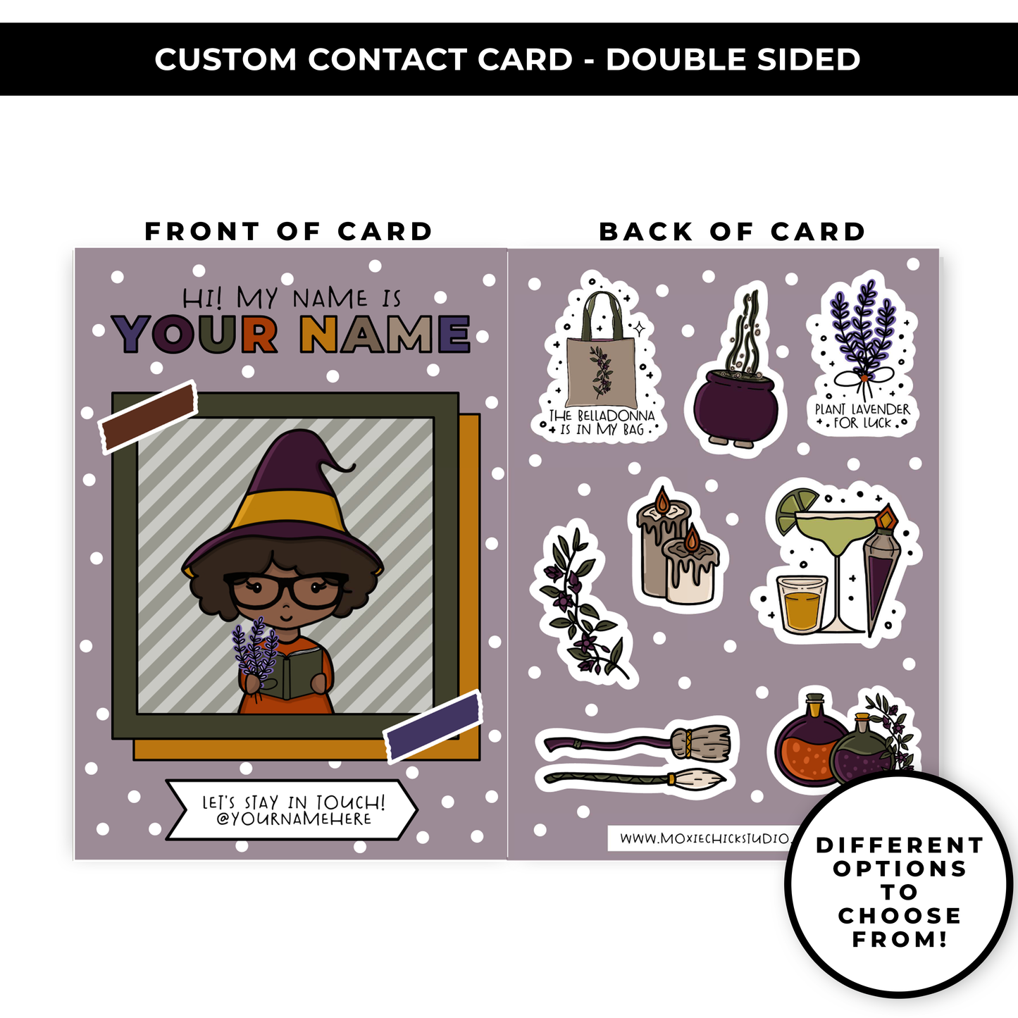 TRADING CARD STYLE CONTACT CARDS - THEME: MIDNIGHT MARGARITAS - DOUBLE SIDED - NEW RELEASE