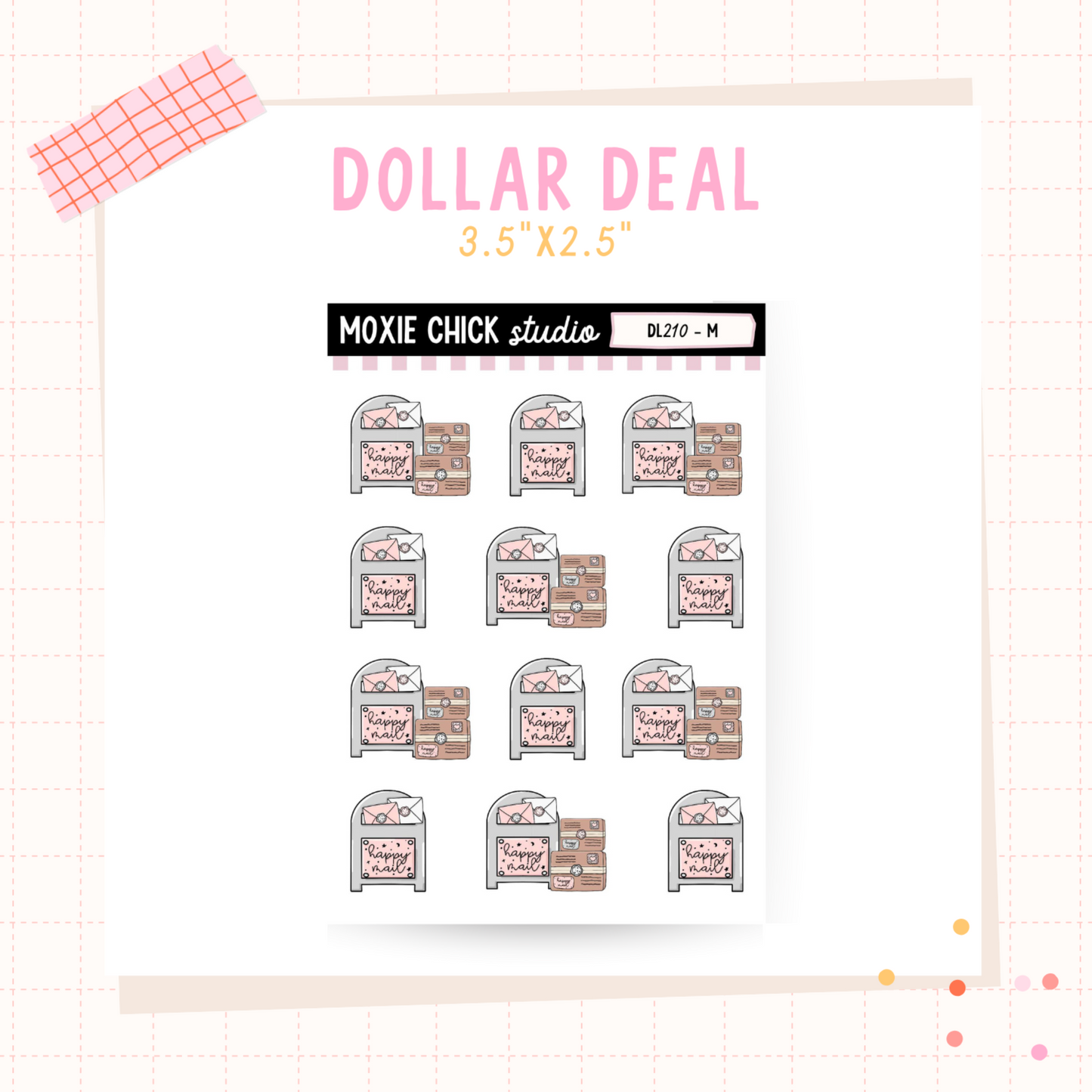 Happy Mail boxes #2 - Dollar Deal Sticker Sheets – Perfect for On-the-Go Planners & Journals)