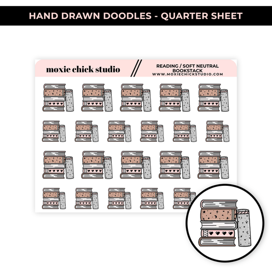 BOOKSTACK SOFT NEUTRAL READ (HAND DRAWN) / QUARTER SHEET / NEW RELEASE