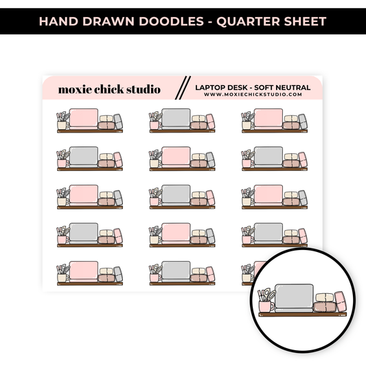 LAPTOP DESKTOP NEUTRAL (HAND DRAWN) / QUARTER SHEET / NEW RELEASE