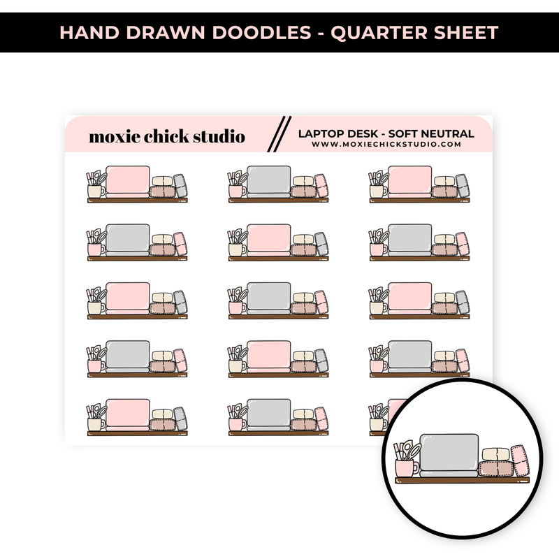 LAPTOP DESKTOP NEUTRAL (HAND DRAWN) / QUARTER SHEET / NEW RELEASE