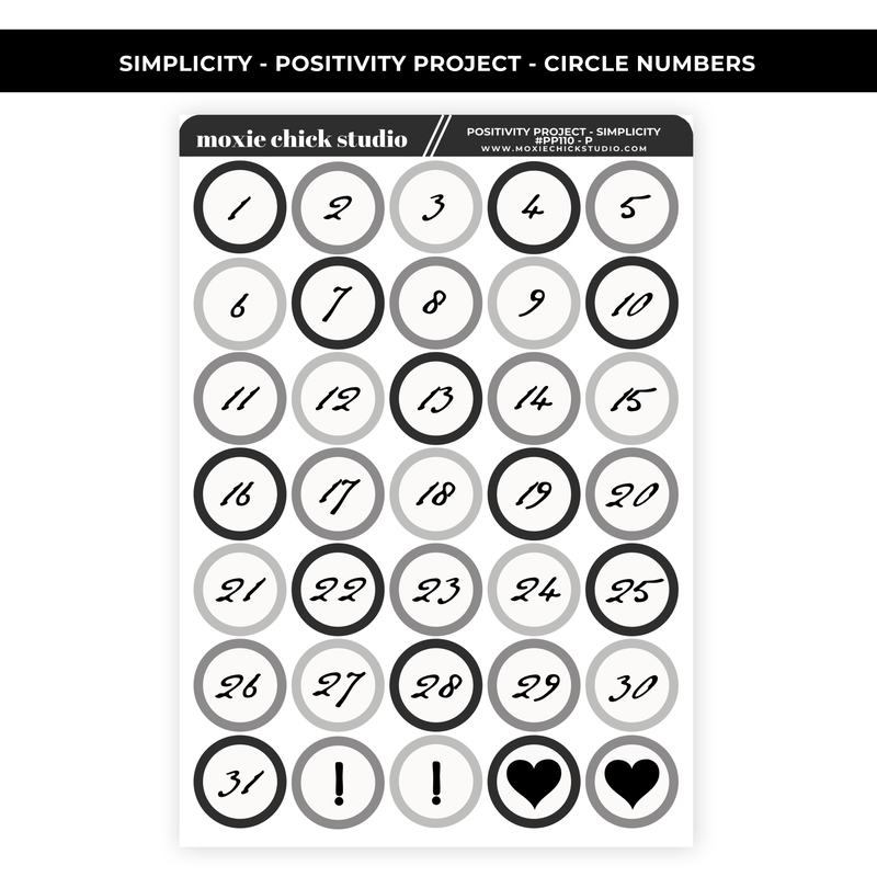 POSITIVITY PROJECT "SIMPLICITY" CIRCLE NUMBERS - NEW RELEASE