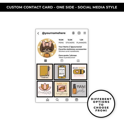 SOCIAL MEDIA STYLE CONTACT CARDS - THEME: FALL SELF CARE - NEW RELEASE