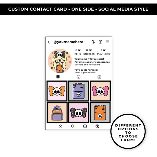 SOCIAL MEDIA STYLE CONTACT CARDS - THEME: HALLOWEEN DOODLES - NEW RELEASE