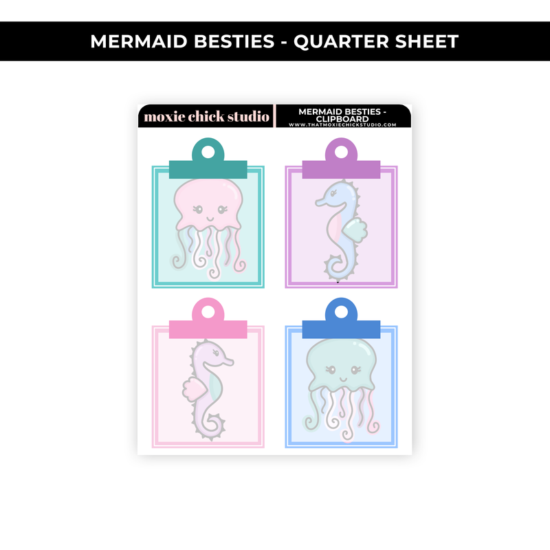 MERMAID BESTIES - CLIPBOARDS (HAND DRAWN) / QUARTER SHEET