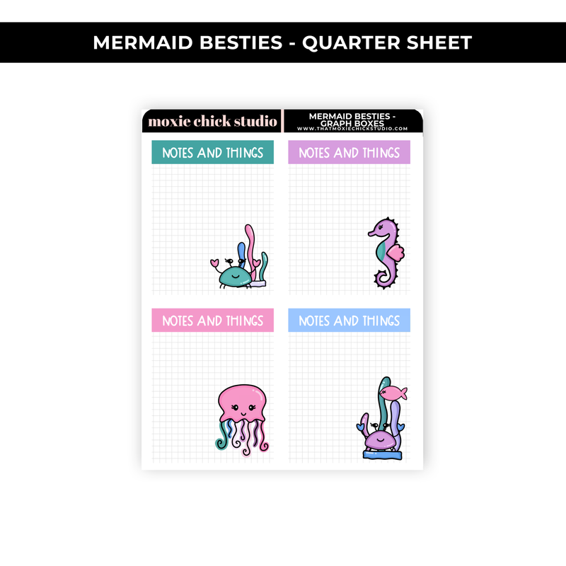 MERMAID BESTIES - GRAPH BOXES (HAND DRAWN) / QUARTER SHEET