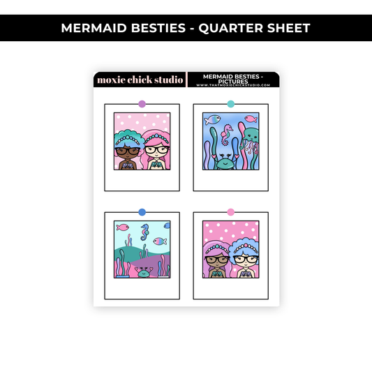 MERMAID BESTIES - POLAROID PICTURES (HAND DRAWN) / QUARTER SHEET