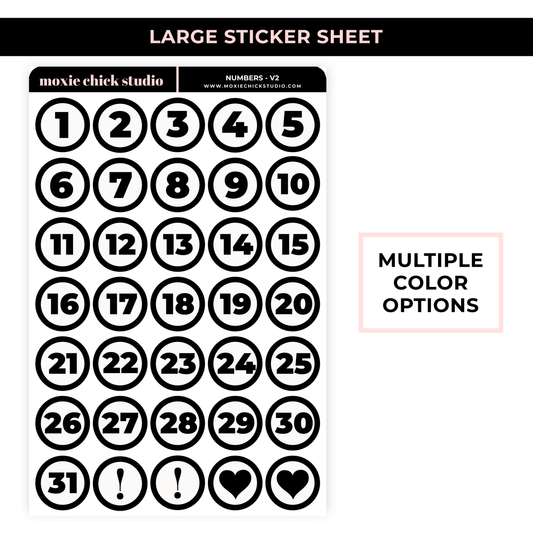 CIRCLE NUMBERS #V2 / LARGE SHEET / NEW RELEASE