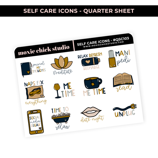 SELF CARE ICONS HAND-DRAWN #QSC103 / New Release